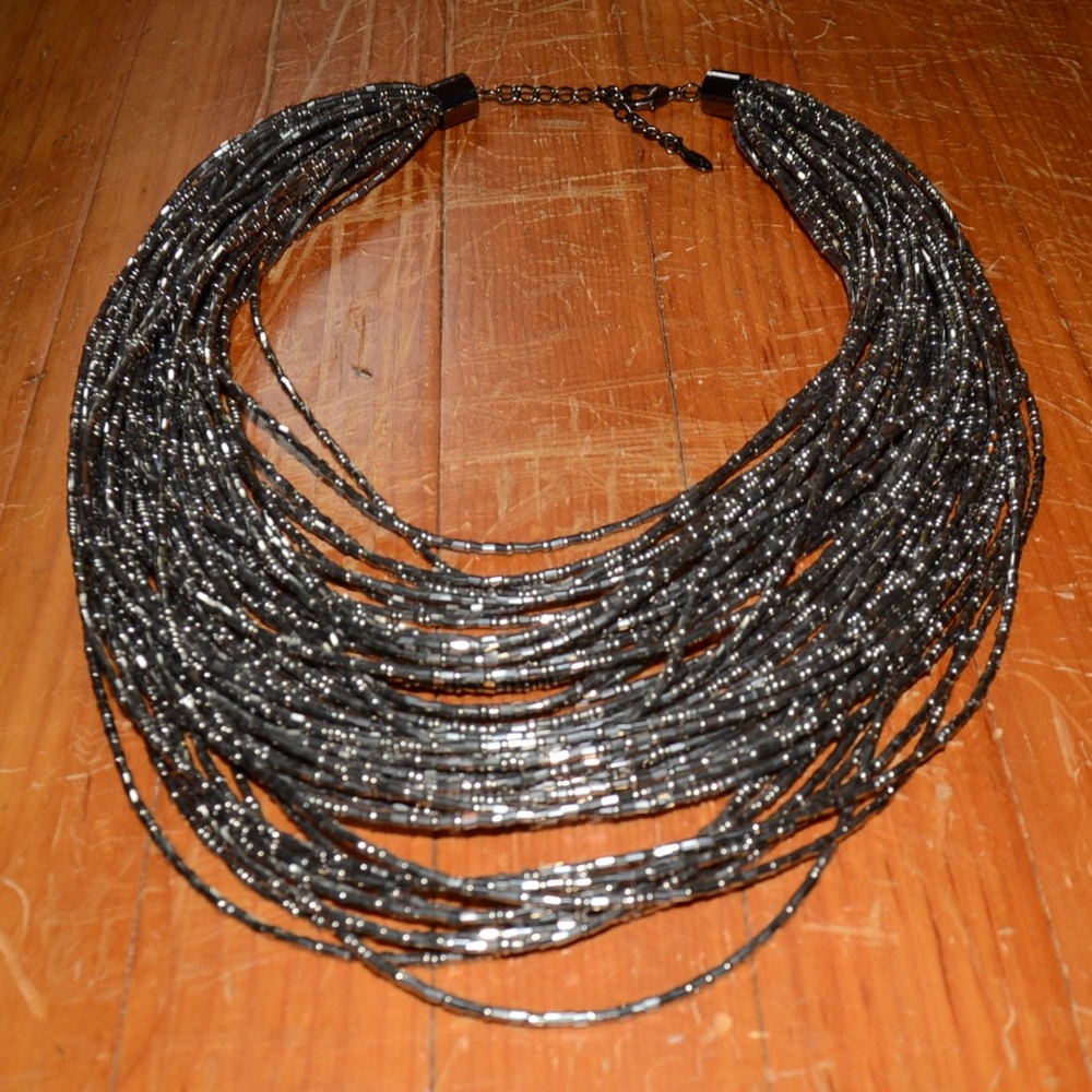 ALDO Multi Strand Silver Tone Statement Necklace
